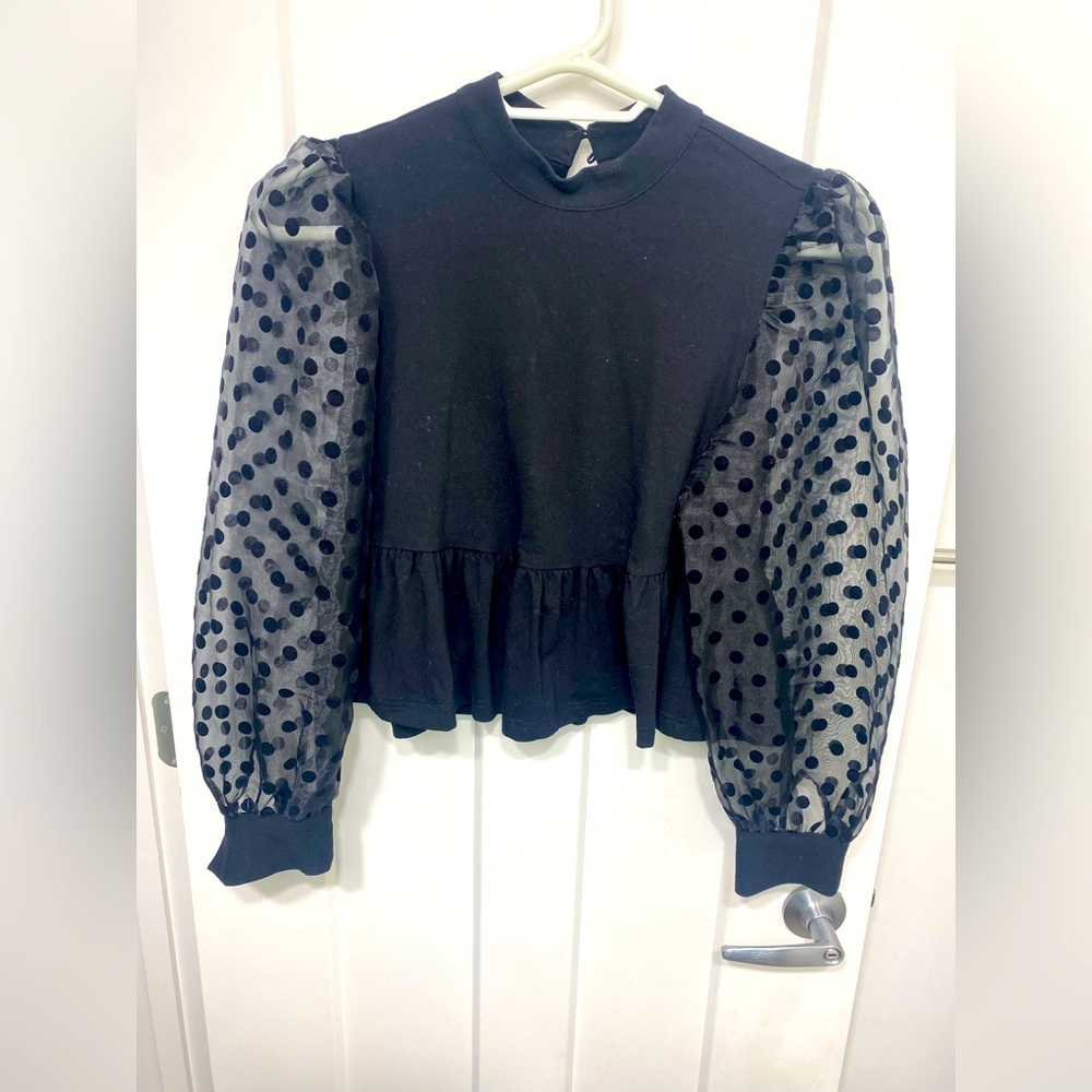Forever 21 transparent puff sleeve top
